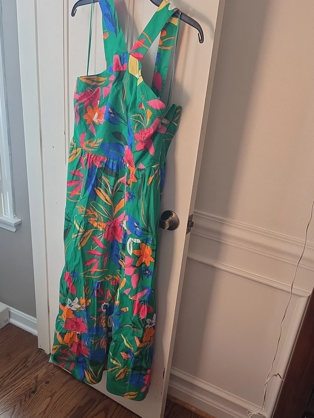 J. Crew Green Tropical Floral Maxi Dress